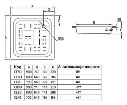 картинка Стальной поддон для душа BLB 70х70 CF7 Белый от магазина Сантехстрой