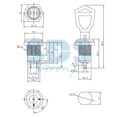 картинка Выключатель ключ Ø12 250V 0.5А (2с) ON-OFF (K12-01) REXANT от магазина Сантехстрой