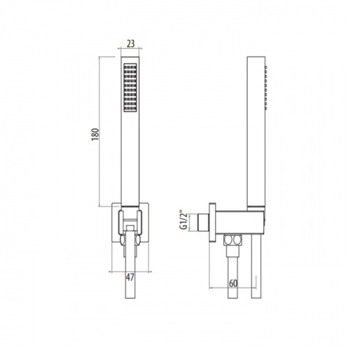 картинка Gattoni Набор для душа: душевая лейка c 1-м режимом, выпуск из стены- держатель душа, шланг 150см,  цвет: черный матовый от магазина Сантехстрой