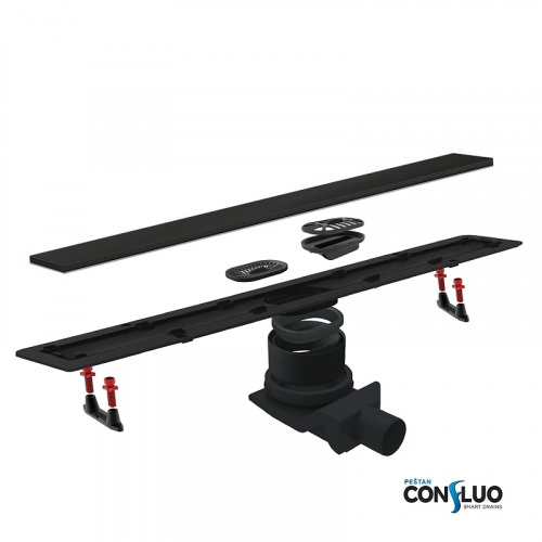 картинка Душевой лоток Pestan Confluo Frameless Line 550 Black Matte 13701319 с решеткой Черный матовый / полая под плитку от магазина Сантехстрой