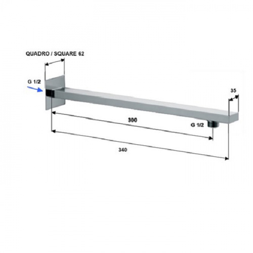 картинка Daniel Docce Держатель душевой лейки настенный прямоугольной формы 30 см, хром от магазина Сантехстрой