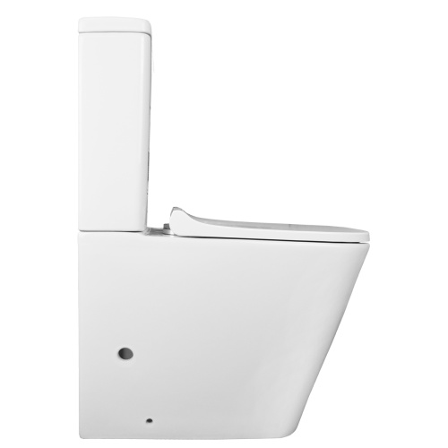 картинка Унитаз-компакт напольный Azario Quadro 605x340x810 безободковый с сидением микролифт и арматурой, белый (AZ-2175) от магазина Сантехстрой