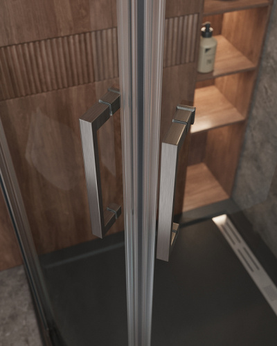 картинка Душевой уголок Cezares Molveno 90x90 MOLVENO-R-2-90-C-GM-IV профиль Оружейная сталь стекло прозрачное от магазина Сантехстрой