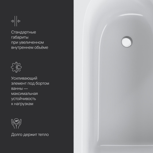 картинка W72A-150-070W-A2 Ванна акриловая spirit 150x70, без слива/перелива от магазина Сантехстрой