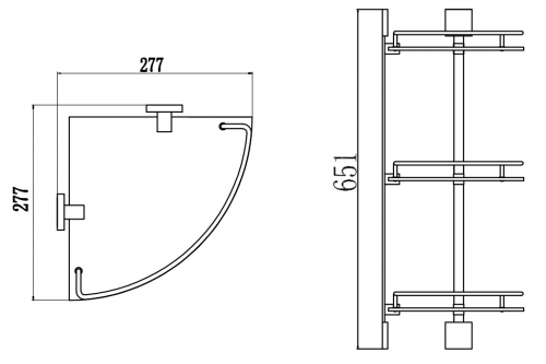 картинка Полка угловая тройная (стеклянная) Savol S-065322A-3 от магазина Сантехстрой